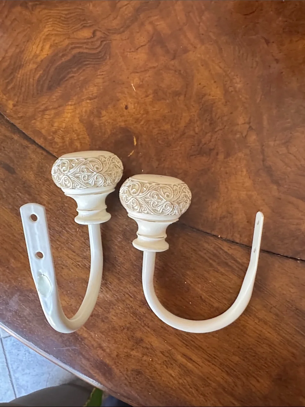 Decorative Cream Curtain Holdback Hooks - Elegant Wall Accent